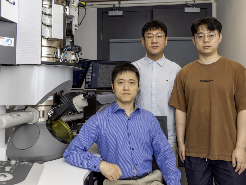 The research by members of the HKU Nanomechanics Laboratory, Professor Yang Lu (left), PhD student Mr Jiayi Li (center), and Dr Heyi Wang (right), has successfully bridged mechanical strain and lattice strains at the experimental physics level, providing significant guidance for strain engineering.